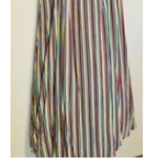 Forever 21 Muted Carnival Vertical Striped Maxi Dress Crochet Straps Size Medium - Picture 5 of 5